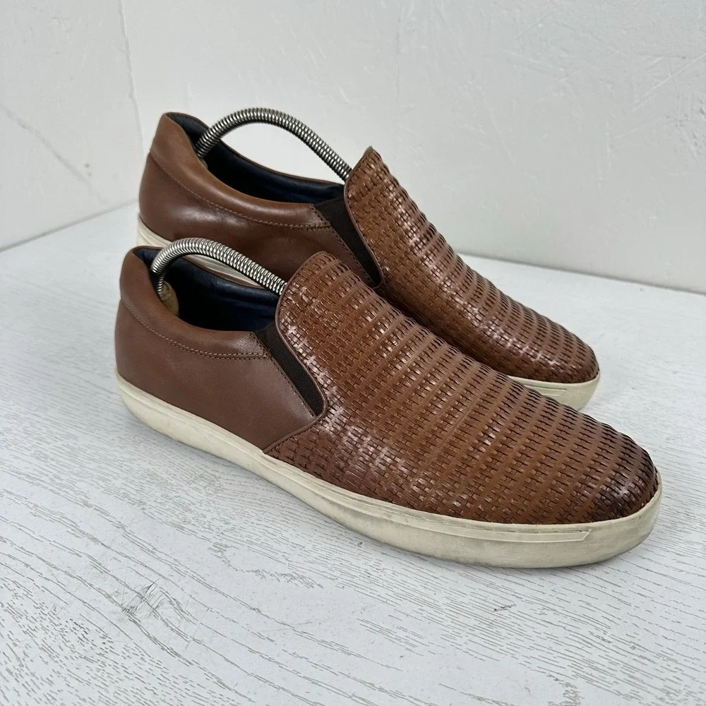 Robert Graham Dion Shoes Brown Men's 13‎ RGS5195 Woven Leather Lifestyle Sneaker
